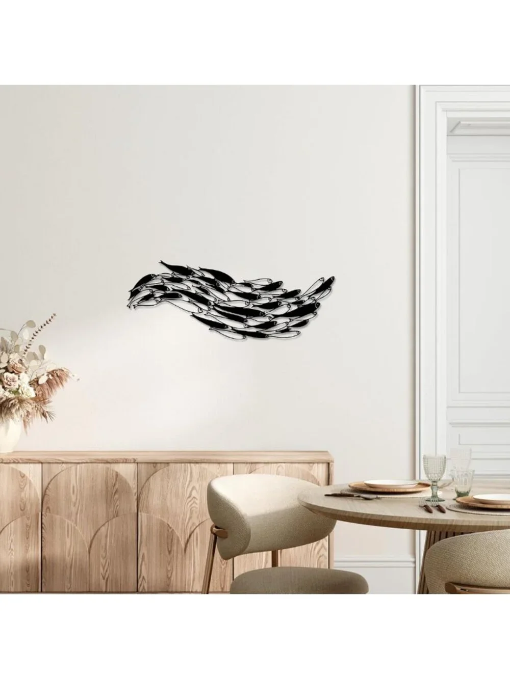 Metal Fish Sculpture Set - Ocean Wall Art | Rust-Resistant Coastal Decor for